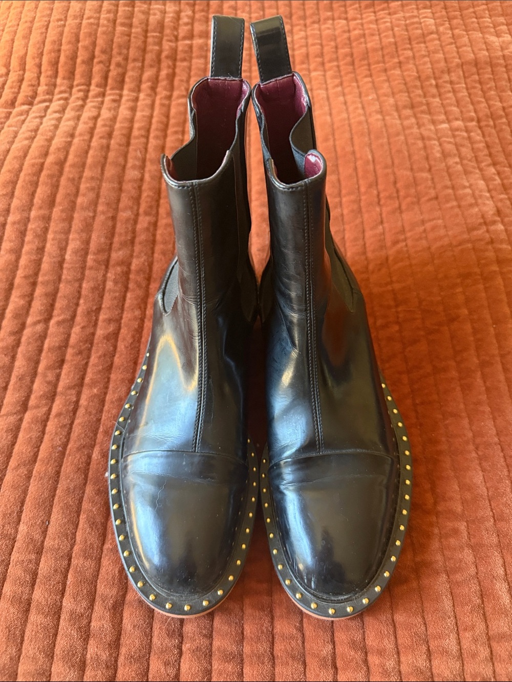 STELLA McCARTNEY Black Vegan Leather Studded Mid-Calf Chelsea Boots